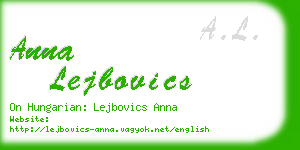 anna lejbovics business card